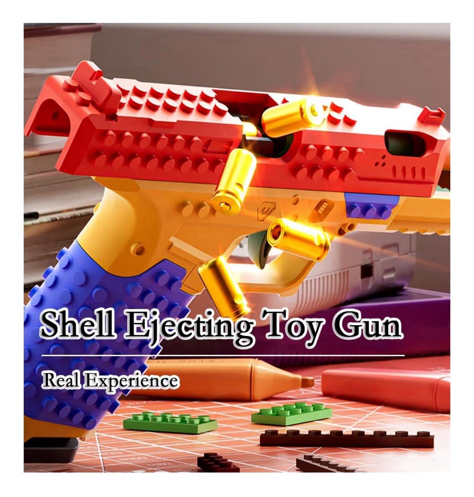 Dreamplay Shell Ejecting Toy Gun, Automatic Pull Back Action, Compatible LEGOS