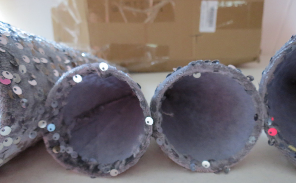 Blue Gray 8pc Sequence Table Decor Christmas Cone Trees