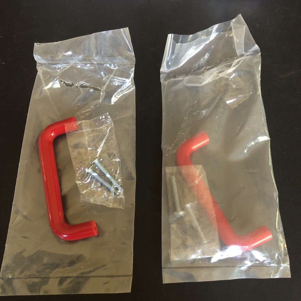 2x Vintage 3” Red Modern Plastic Drawer Handle Pulls