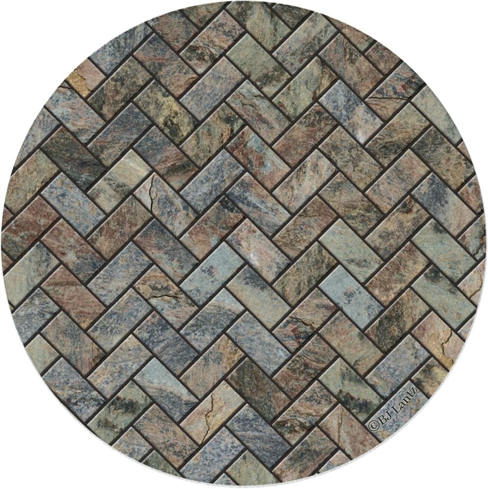 Stone Herringbone Pattern Natural Sandstone Coaster 4 Pack, Absorbent