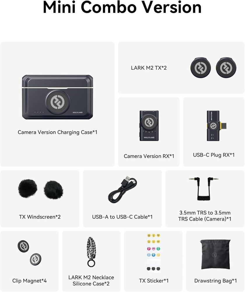Hollyland LARK M2 Mini Combo Wireless Microphone 2 Person Bundle