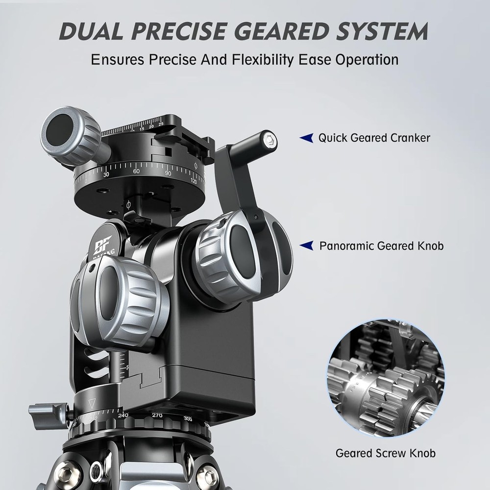 BAFANG BFC-02B+ Rotatable Gear Head Fine Adjustment Platform Geared Tripod Head