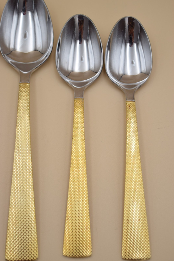 Argent Orfevres 14pc Flatware Gold Tone Dotted