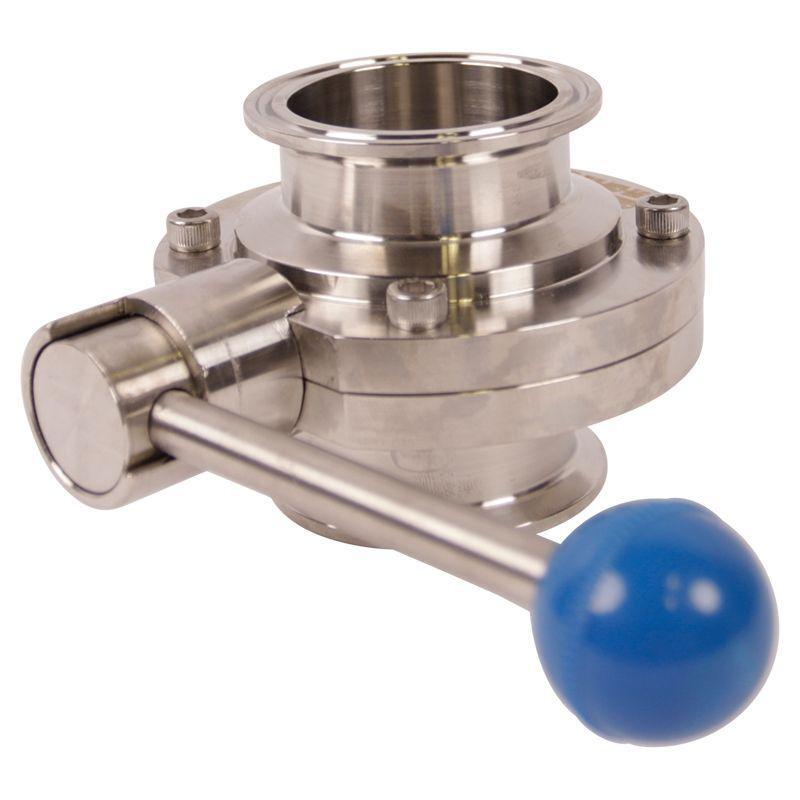 Sanitary Butterfly Valve | Tri Clamp 2 inch Pull Handle/EPDM Seat (2 Pack)