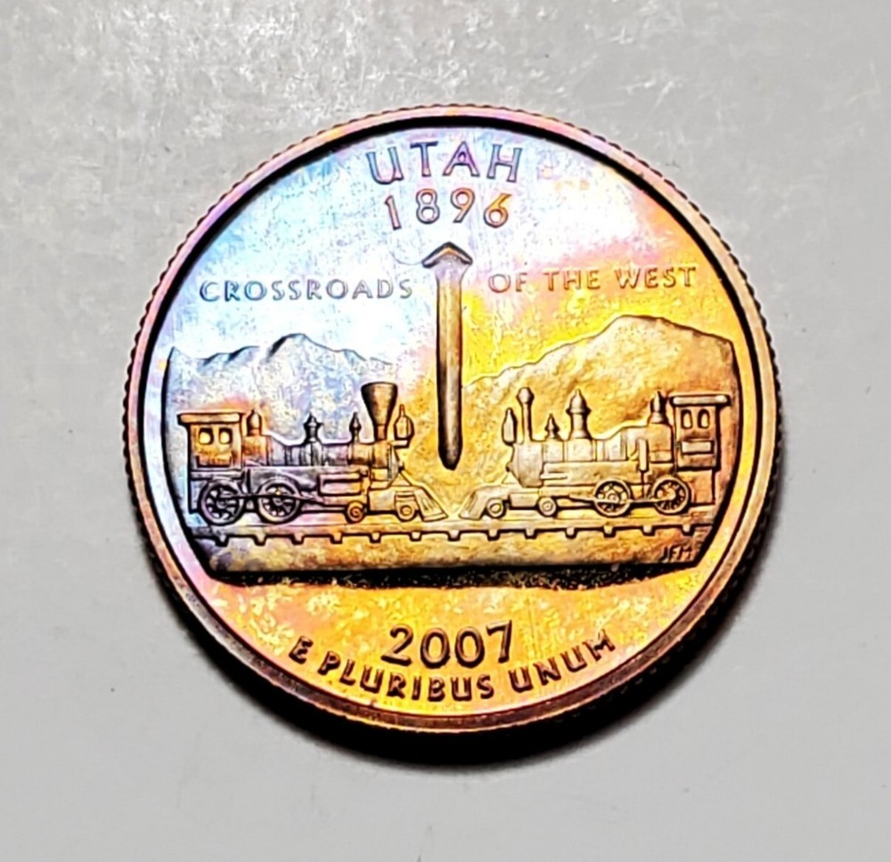 TONED 2007 S UTAH STATE QUARTER CLAD PROOF UNC #C7012