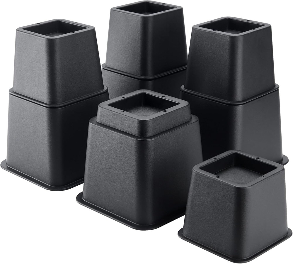 8-Inch Stackable Furniture Risers - 4-Pack for Under-Bed Storage & Organization