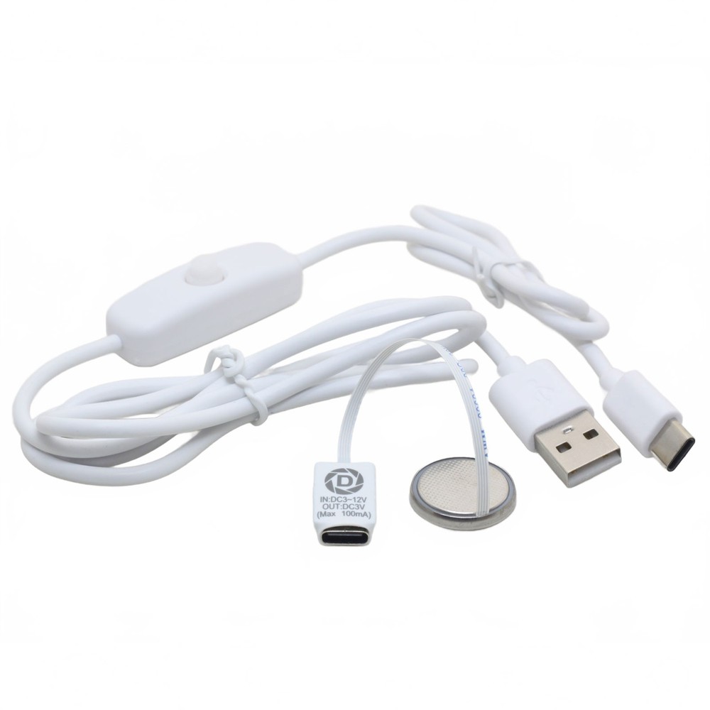 4pcs TYPE-C to CR2032 Dummy Battery Adapter Thin FFC Cable with USB Cable ON/OFF