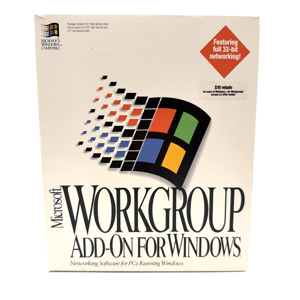 Microsoft Workgroup Add-On Version 3.11 With Papers & 8 NEW Floppy Disks