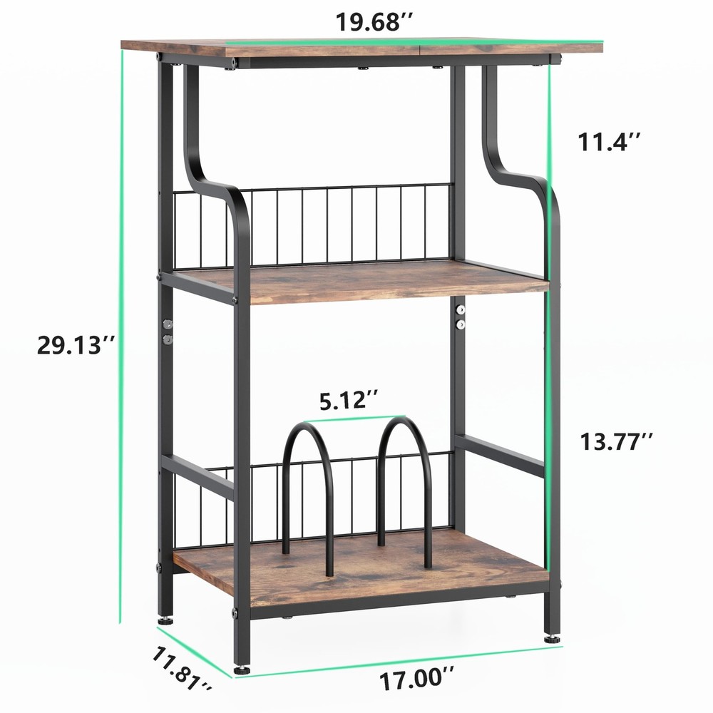 Record Player Stand, 3-Tier Record Player Table, Vinyl Record Storage with Ex...