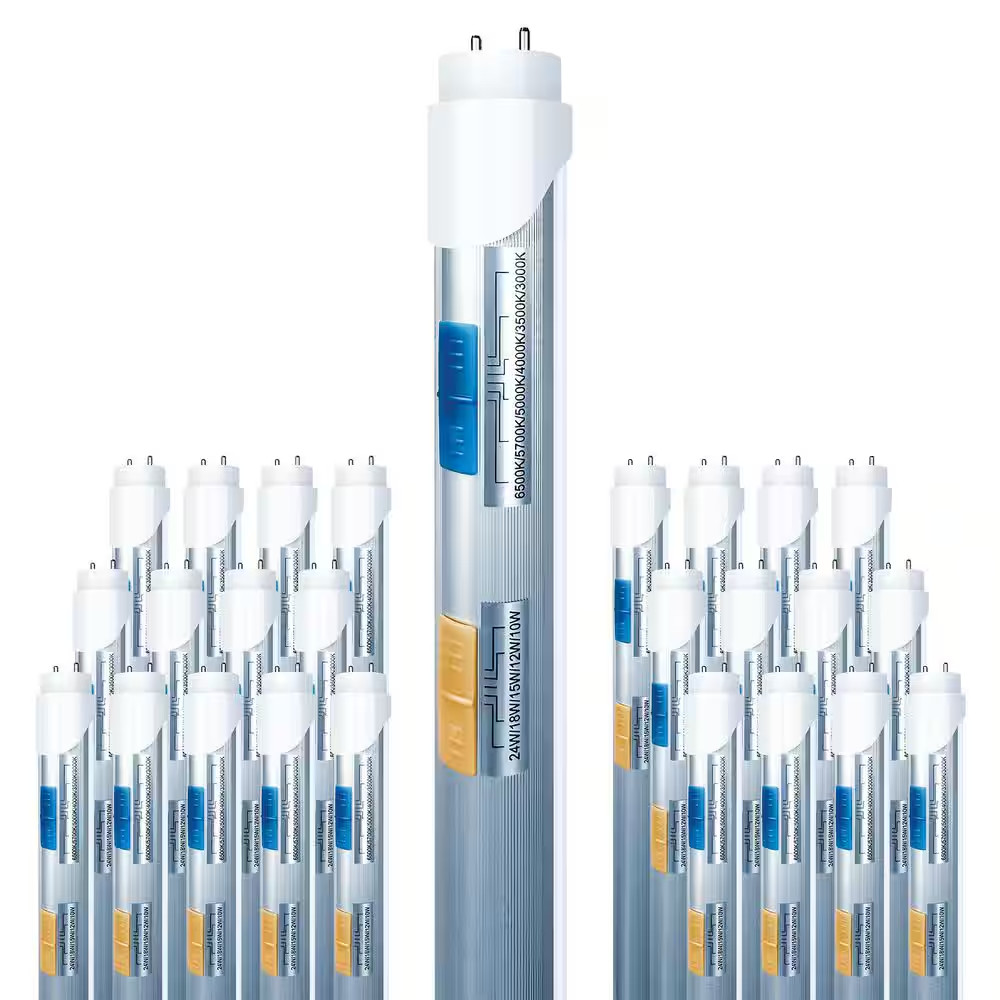 75-Watt Equivalent 24-Watt LED 4Ft. Linear T8 Tube Light Bulbs Selectable Watts&