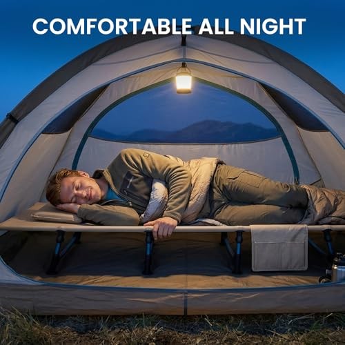 Ultralight Folding Camping Cot, Extra Long Backpacking Camping Cots White Gray