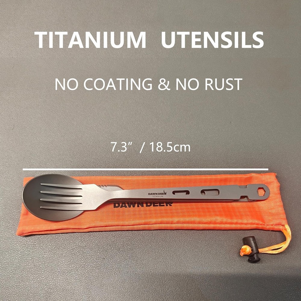 Titanium Fork Spoon Set Camping Tongs Ultralight Backpacking Utensils