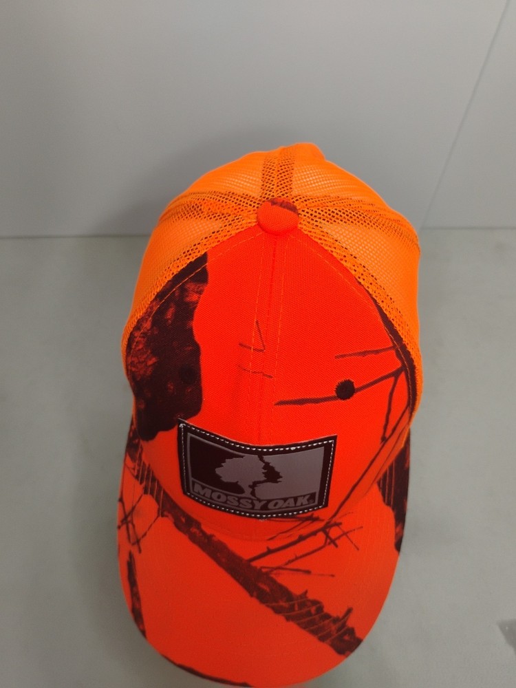 Mossy Oak Blaze Orange Logo Patch Snapback Hat Cap