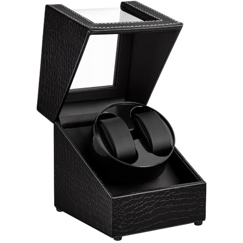 Watch Winder for Automatic Watches,Automatic Black Crocodile Pattern Leather