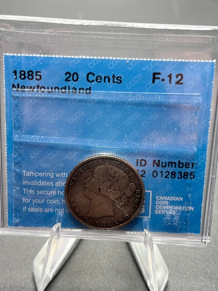 1885 NFLD 20 Cent CCCS Graded F-12