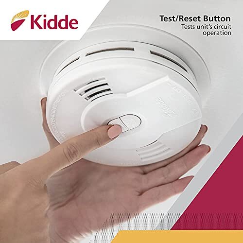 Kidde Smoke Detector, 10-Year Battery, LED Indicators, Replacement Alert, Test-R