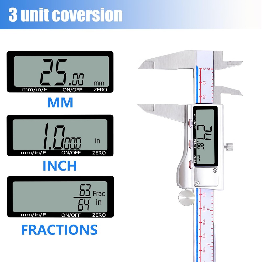 6 Inch 150mm Digital Vernier Caliper Electronic Micrometer Large LCD Screen