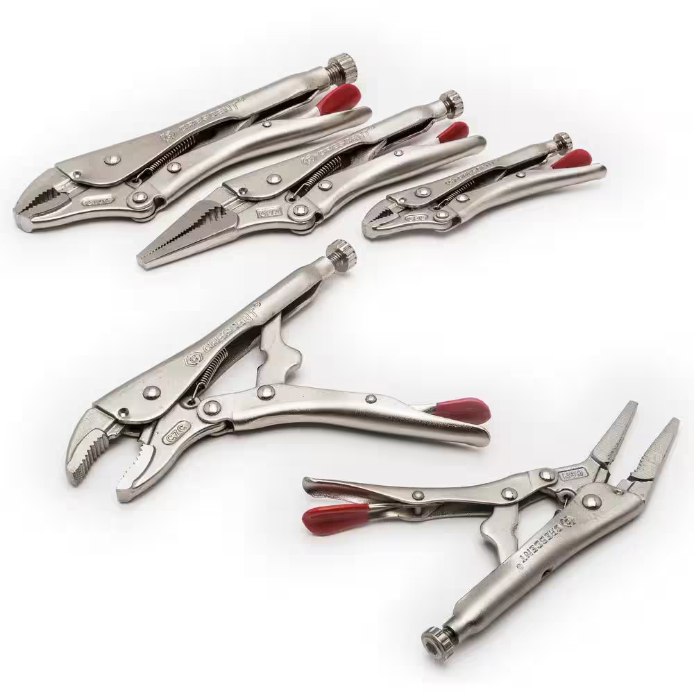 Mixed Locking Plier Set with Wire Cutter and Hex Ready Adjusting Screw (5-Piece)