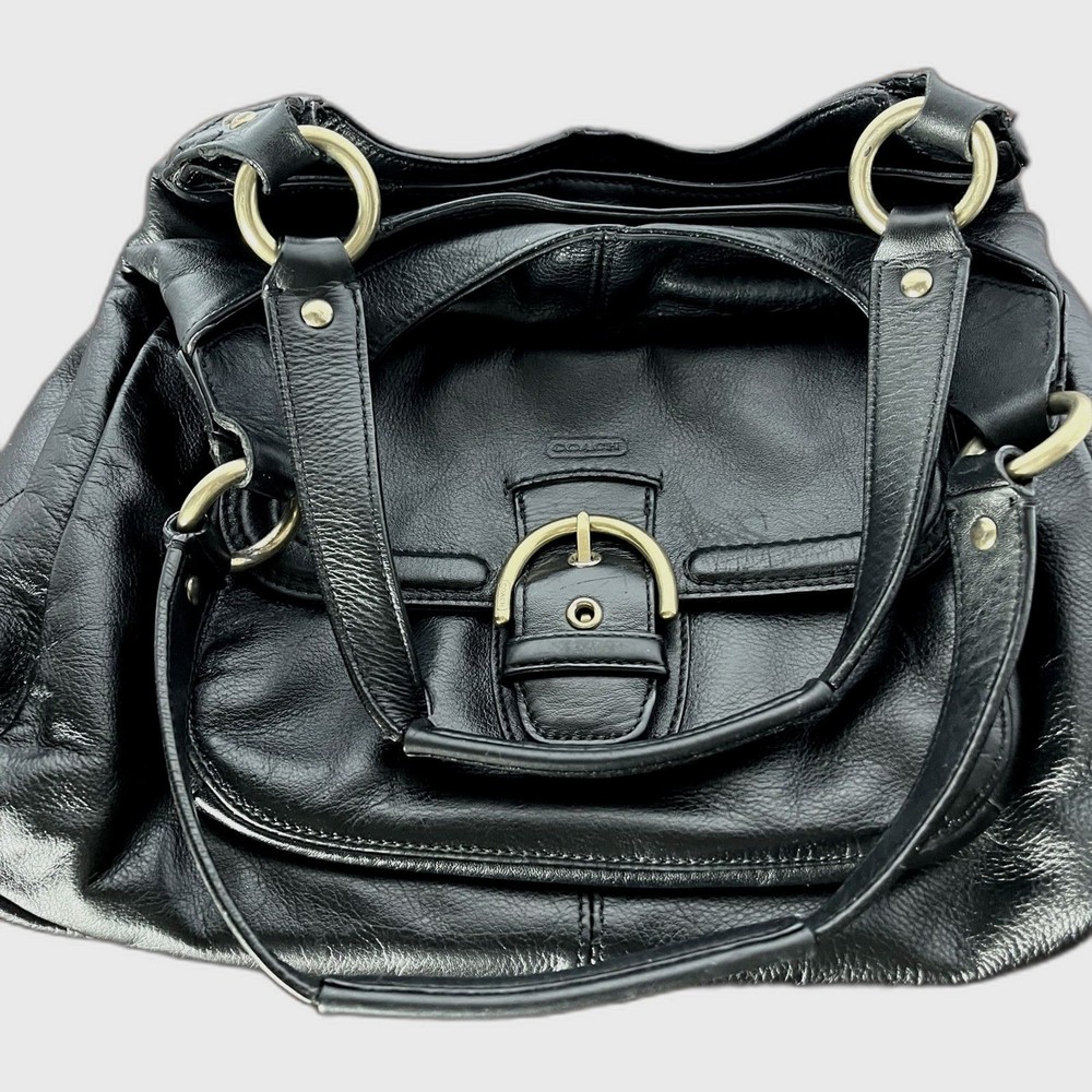 Coach Campbell Black Leather Hobo Shoulder Bag EUC