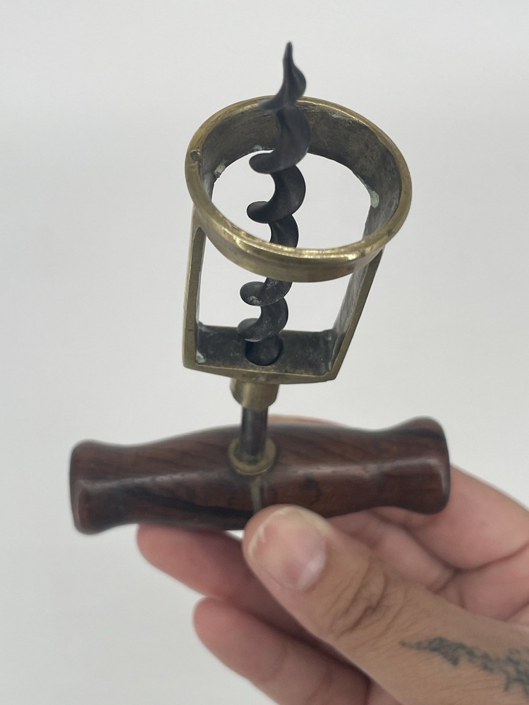 Antique Brass and Wood Corkscrew
