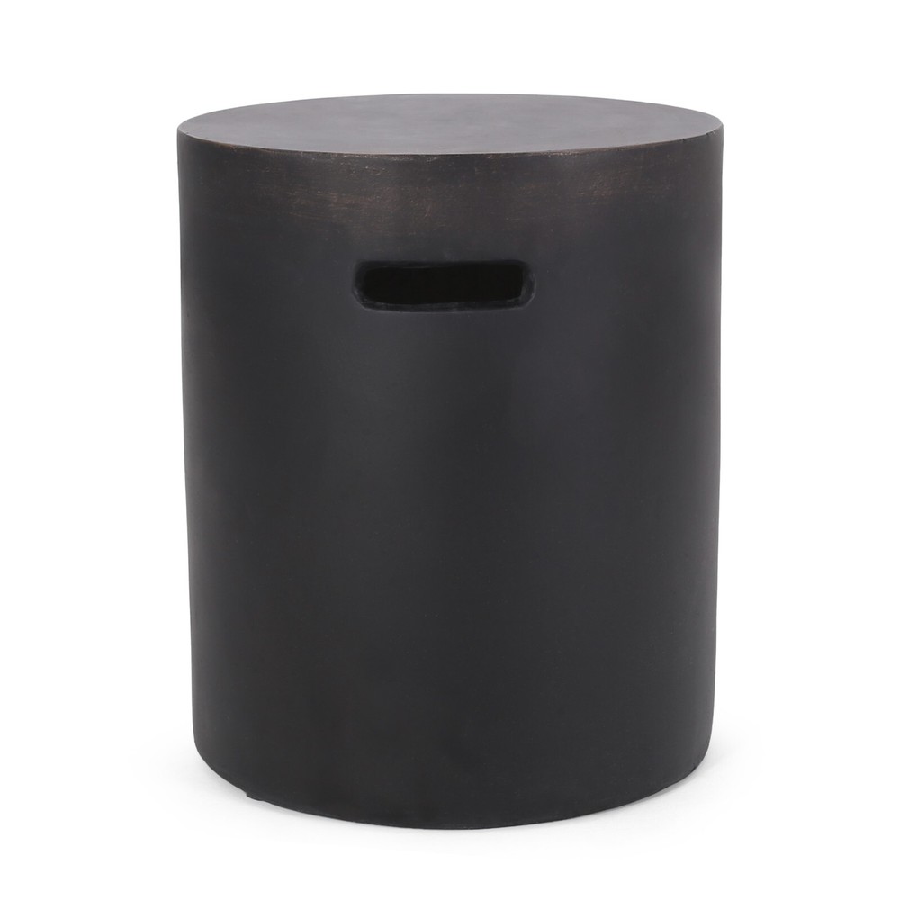 Outdoor Lightweight Concrete Side Table, Antique Copper