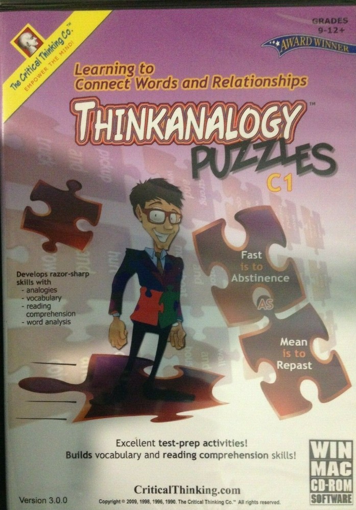 Thinkanalogy Puzzles C1, CD-ROM, Grades 9-12, Windows/MAC, Critical Thinking Co.