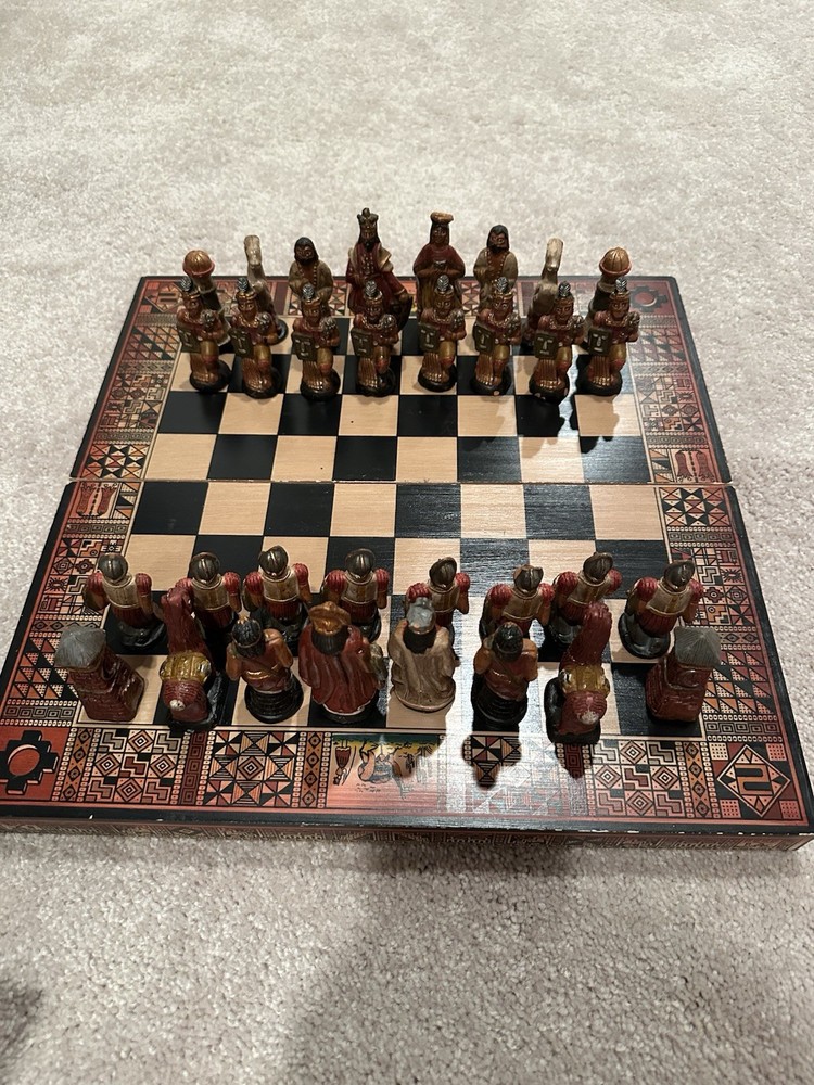 Vintage Handmade Clay Chess Set
