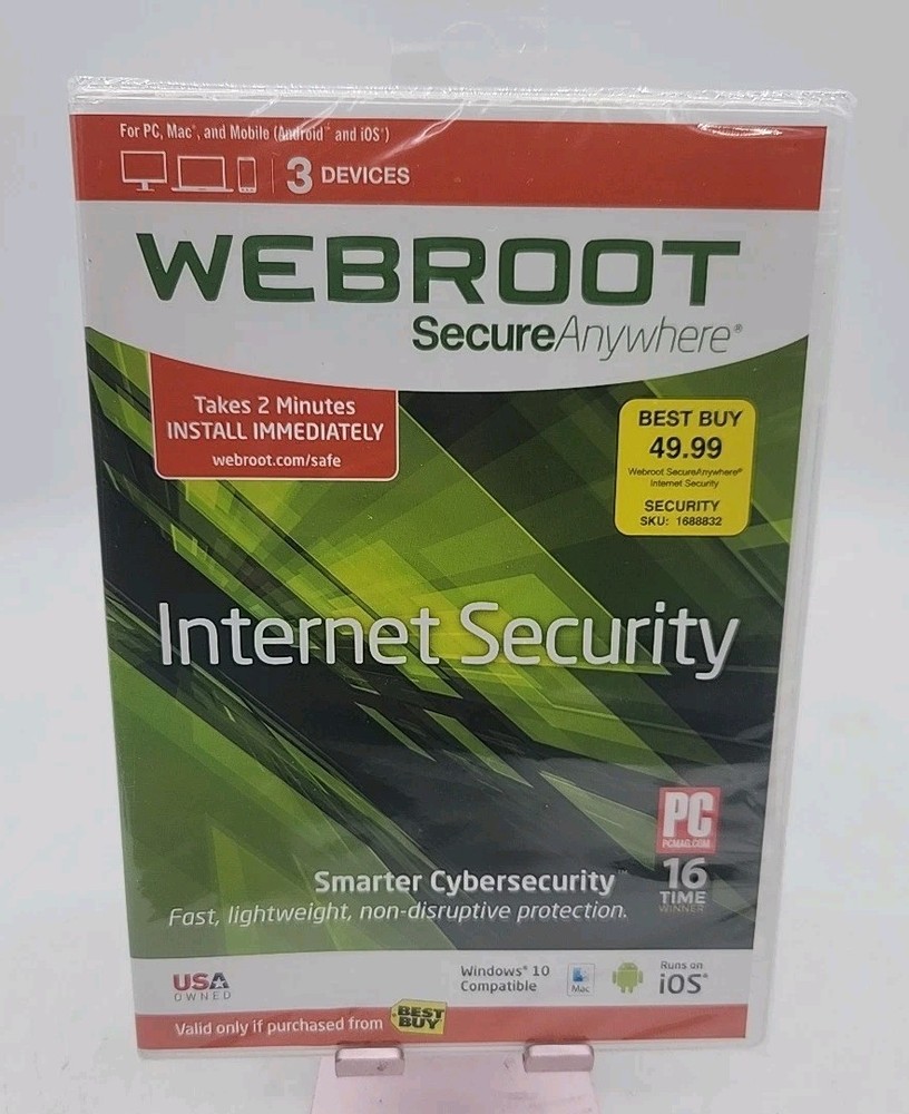 Webroot Secure Anywhere Internet Security 3 Devices PC MAC Mobile Sealed New