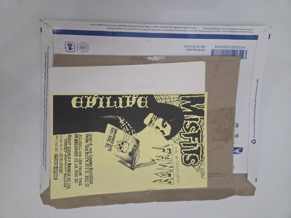 Misfits Insert Bought From Mike Hideous With Signed Receipt