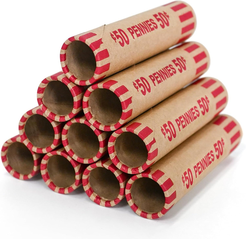 100 PCS Preformed Coin Wrappers Rolls-Pennies