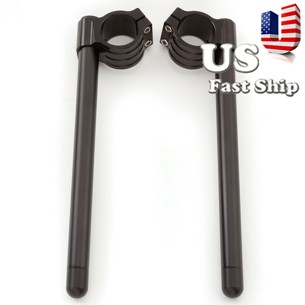 US Ship Universal Regular 50mm Clip Ons clipon Fork Handle Bars Handlebar Black