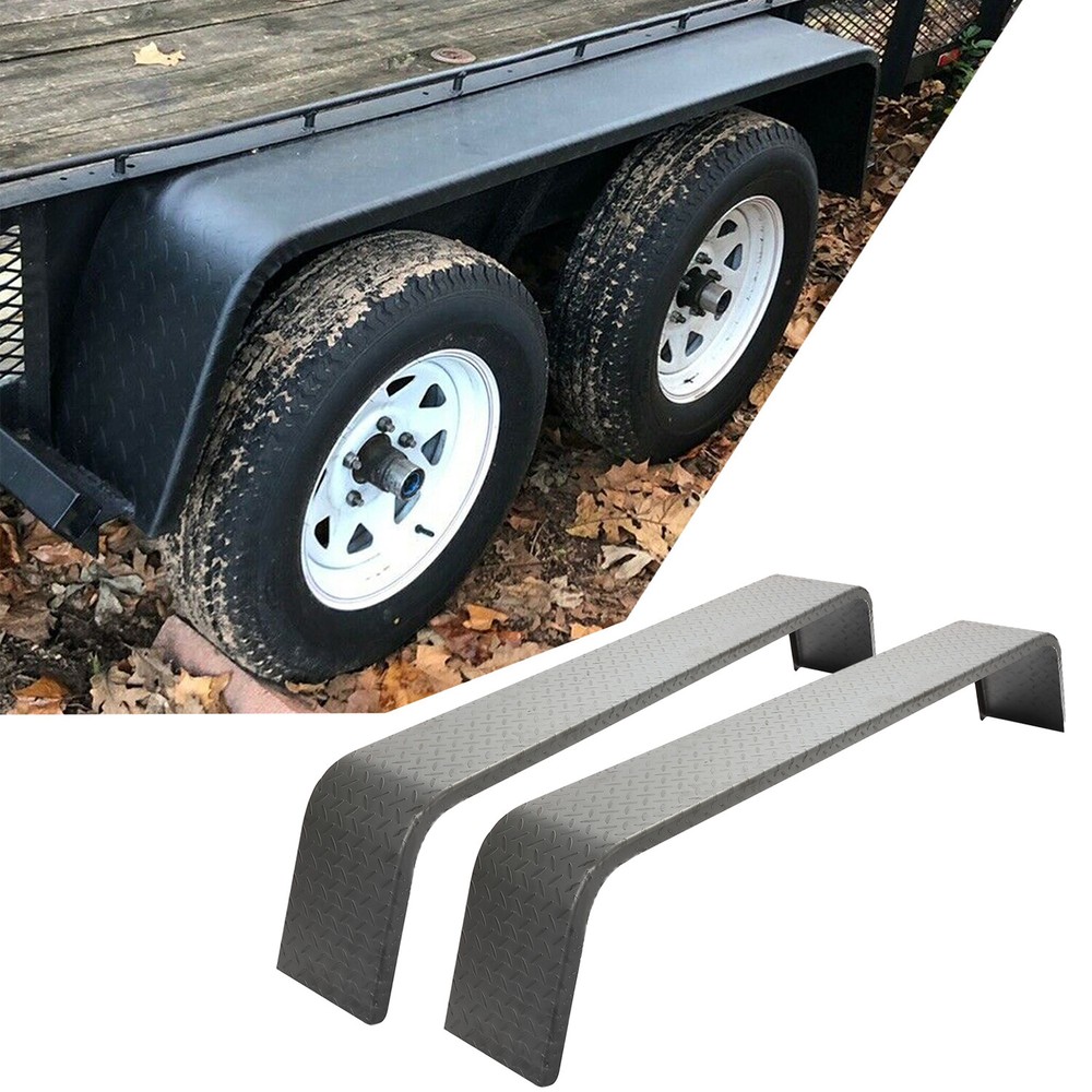 (2)- Steel Diamond Tread Plate Tandem Axle Trailer Fenders 10-1/4"x72-7/8"x13"