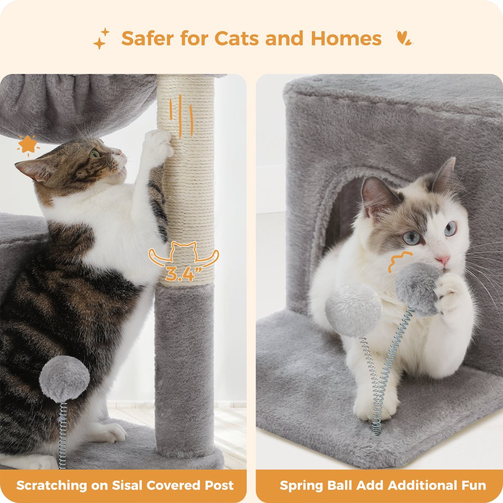 29.5" Cat Tree Condo Tower Multi Level Playing House w/Scratching Post & Hammock