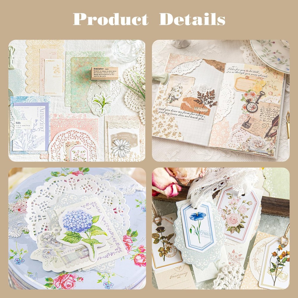 400 PCS Scrapbook Paper Pack Decorative Pattern Junk Journal Ephemera NO4
