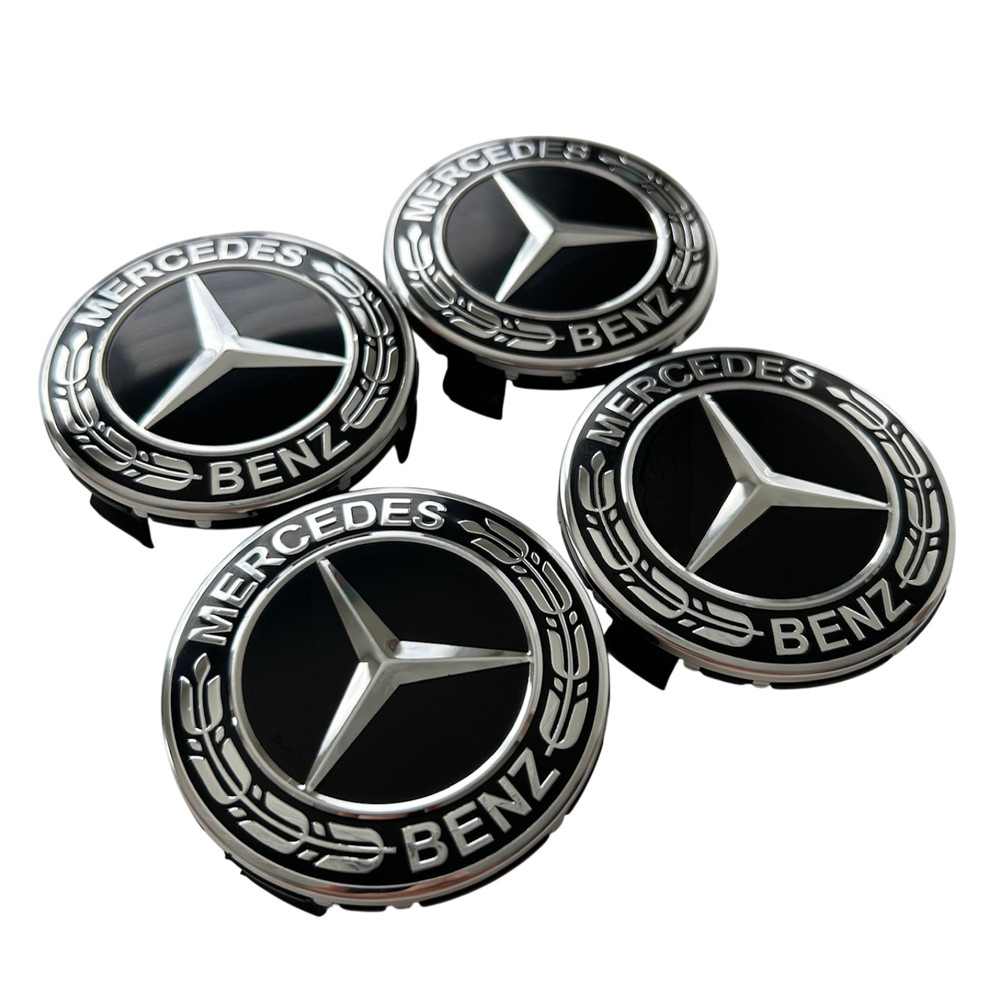 4x Black Center Wheel Center Caps Hub for Mercedes Benz C-Class