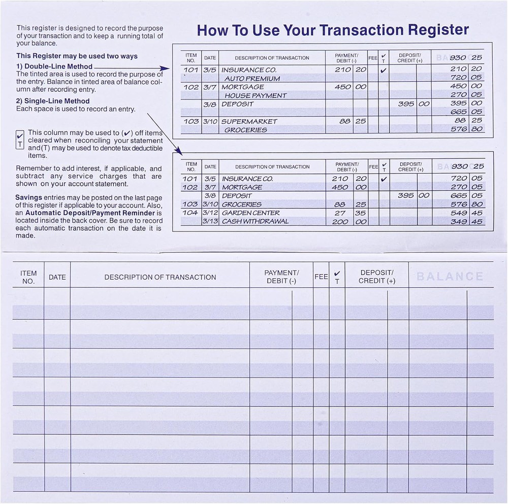 24 PCS Check Registers for Personal Checkbook, Easy to Read Checkbook...