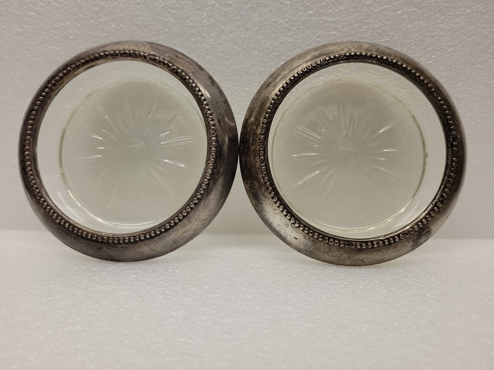 2 Sterling Silver Crystal Coasters 4 Inch B-1 # 3667