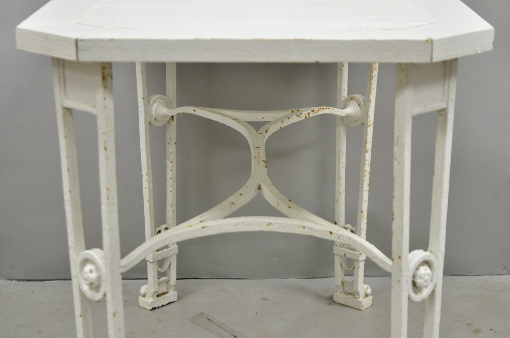 Antique Gothic Renaissance Wrought Iron Stretcher Base Potting Side Table (B)