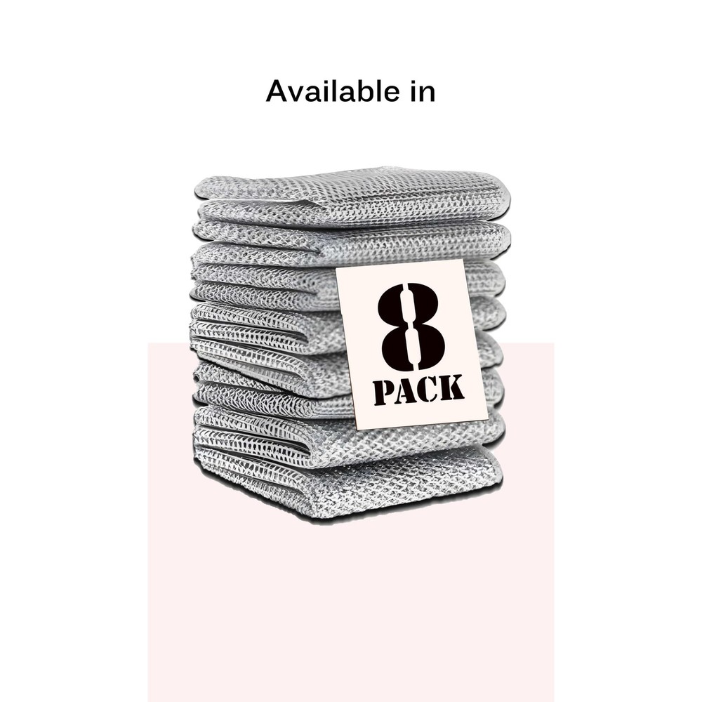 Non Scratch Wire Dishwashing Rag - Upgraded Double Layer 8 Pcs, Reusable Mult...