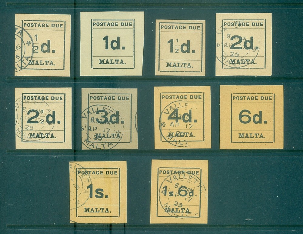 Malta - Sc# J1-10. 1925 Postage Dues Mixed Mint Used. $152.00.