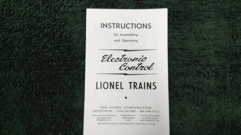 LIONEL ECU-50 ELECTRONIC CONTROL INSTRUCTIONS PHOTOCOPY 12 PAGES