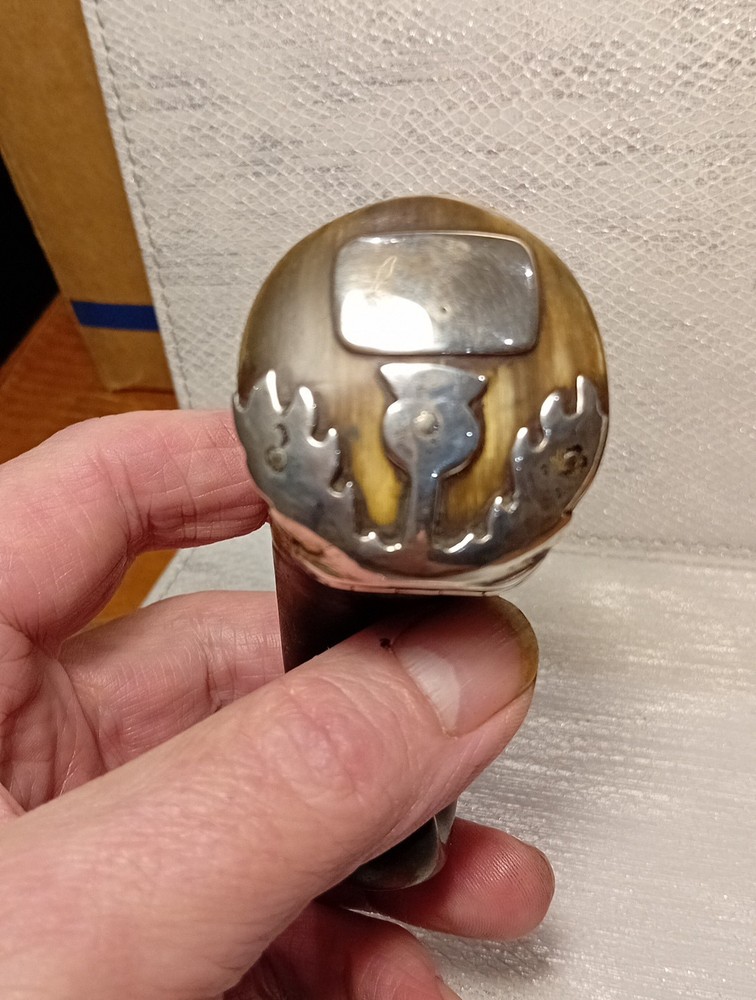 Solid Silver and Horn Scottish Mull, Georgian 18th Century.