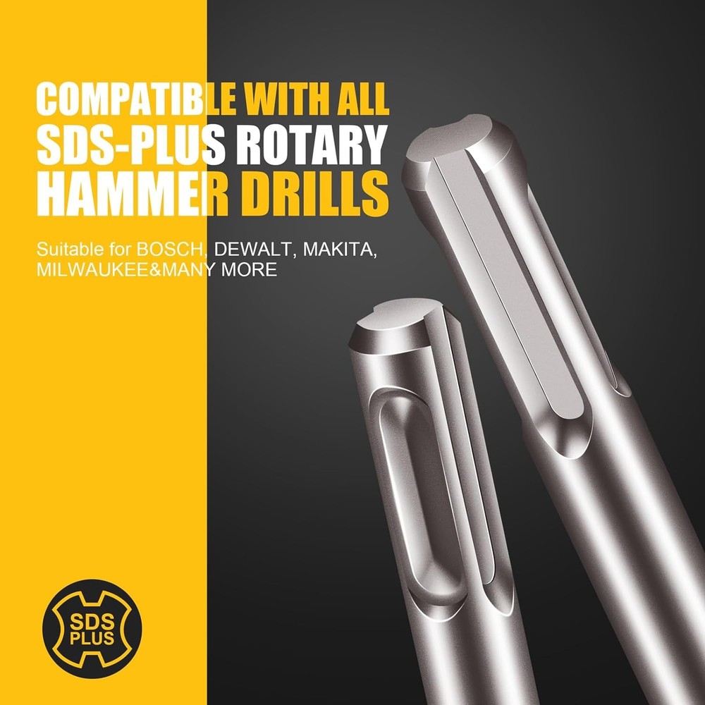 1/2x12 SDS-Plus Rotary Hammer Drill Bit, Carbide Tip 4-Cutter 1/2x12"(2pcs)