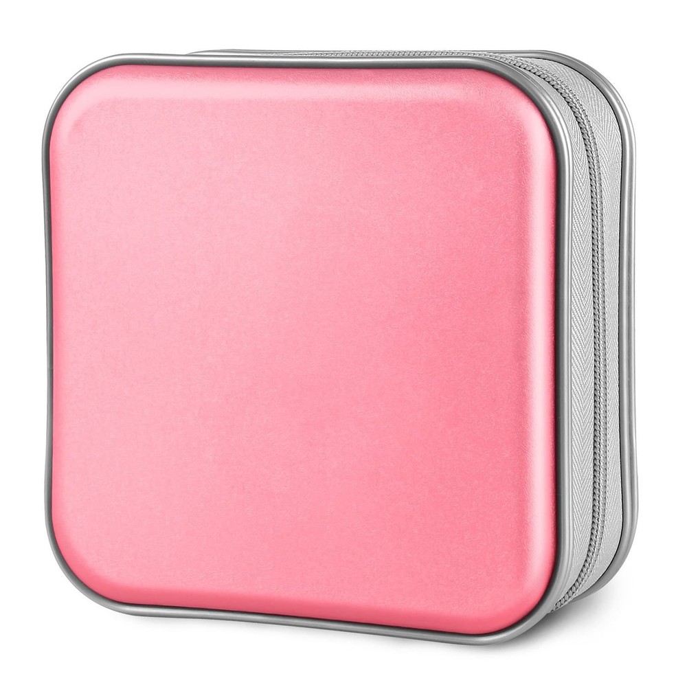 Siveit CD Case, 40 Capacity CD/DVD Case Holders 40 Capacity, Light Pink