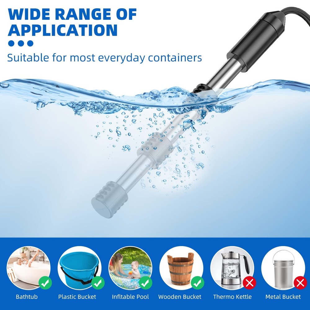 2000W Portable Immersion Water Heater, Made with 304 Stainless Steel and Safe...