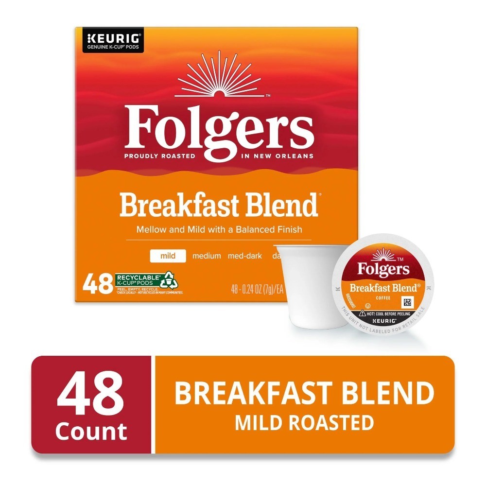K Cup Pods Breakfast Blend Mild Roast Coffee 48 Count Box