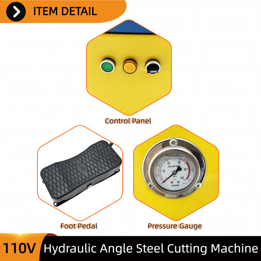 Electric Hydraulic Angle Iron Processing Machine 110V Cutter /Chamfer/Puncher