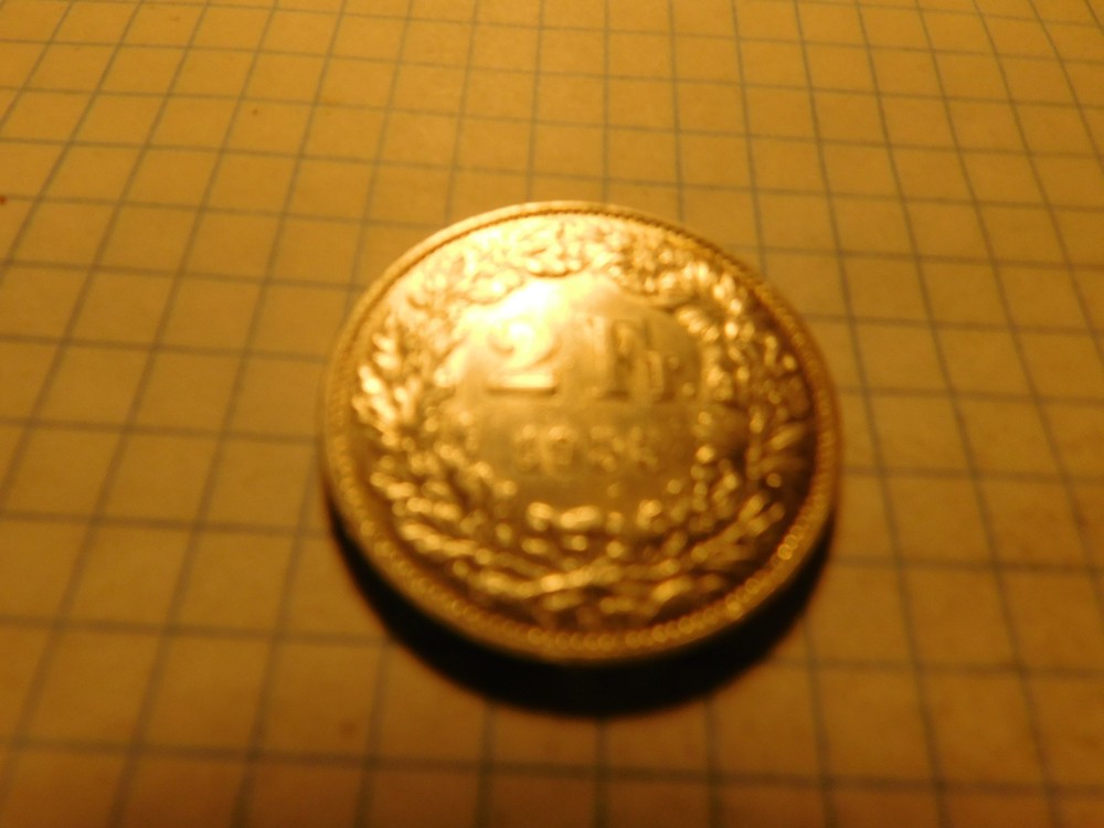 SWITZERLAND 2 FRANCS 1955 B SILVER # 1149