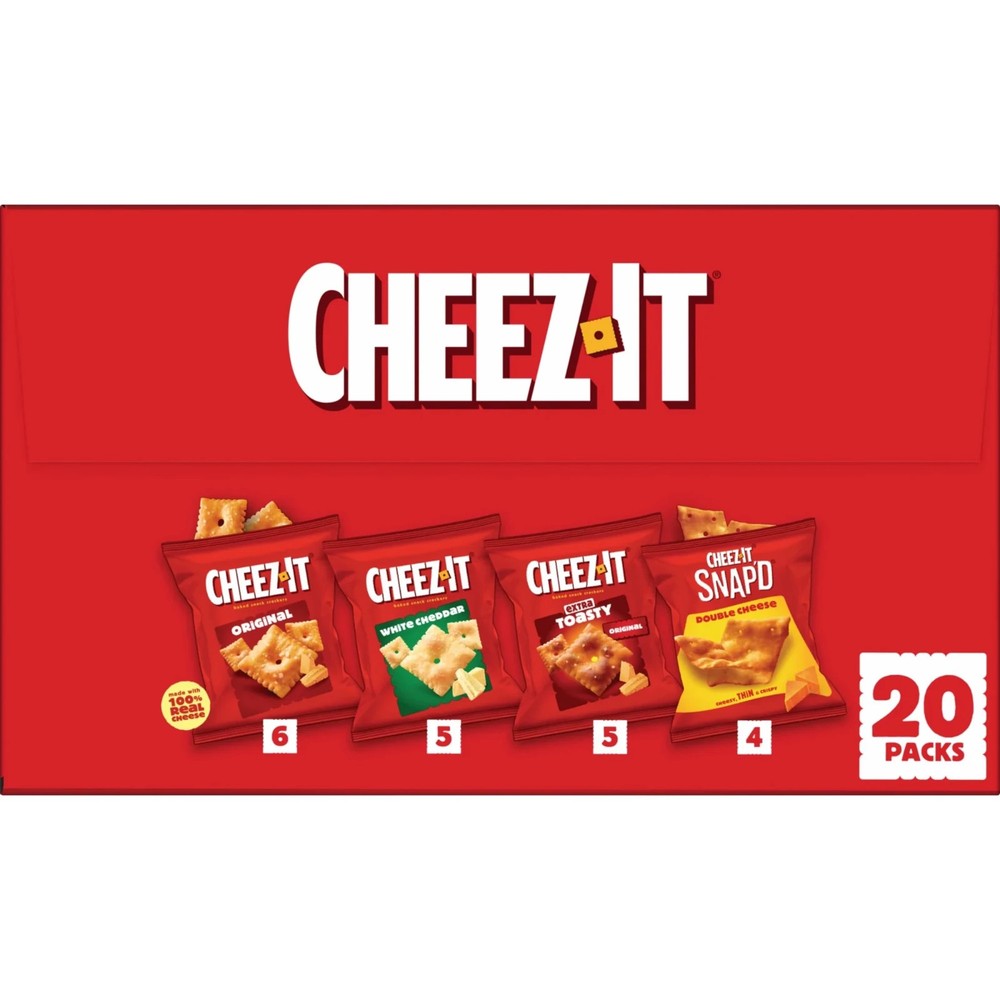 Cheez-It Variety Pack Cheese Crackers, Baked Snack Crackers, 20 Count