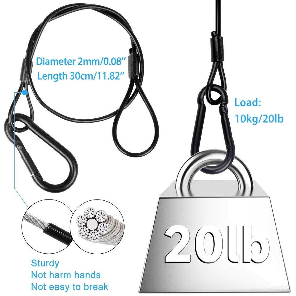 Lighting Safety Cable with Loops(6-Pack), 25kg Load Stage Light Safety Cable ...